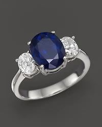 Sapphire and Diamond 3-Stone Ring