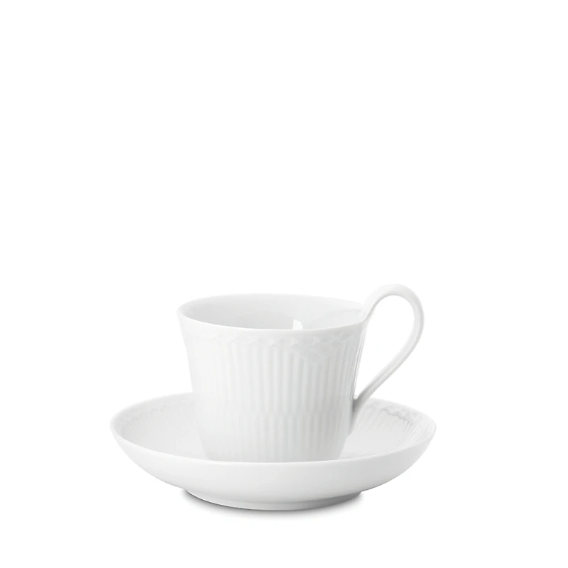 Royal Copenhagen White Fluted Half Lace Cup & Saucer
