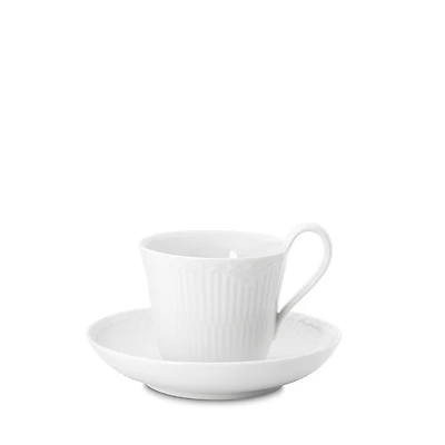 Royal Copenhagen White Fluted Half Lace Cup & Saucer