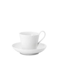 Royal Copenhagen White Fluted Half Lace Cup & Saucer