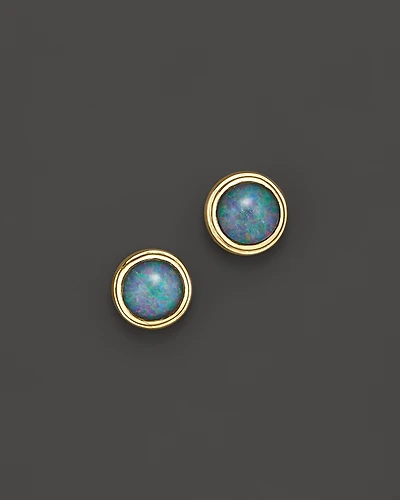 Black Opal Bezel Set Stud Earrings