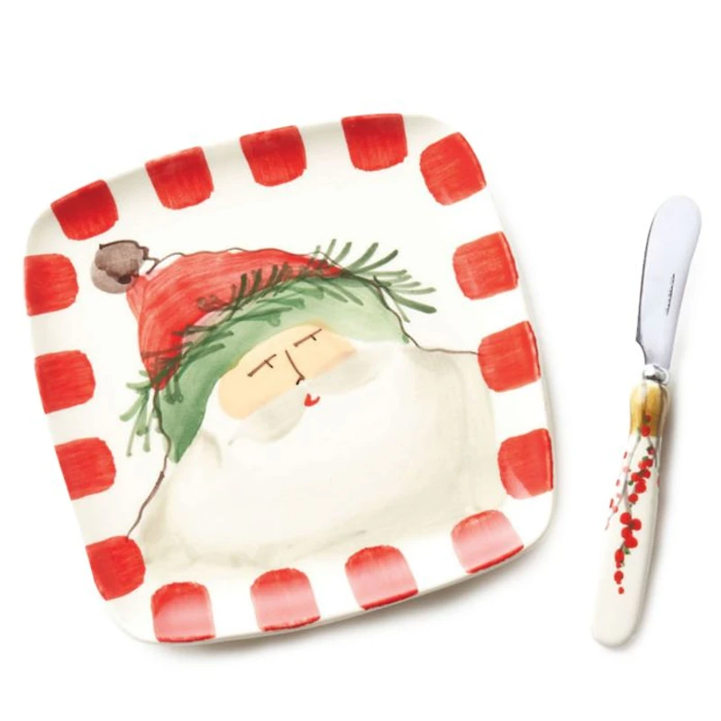 Old St. Nick Square Plate & Spreader