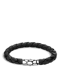 John Hardy Men's Kali Silver Black Woven Leather Bracelet