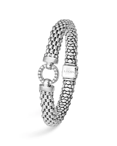 Sterling Silver Enso Rope Bracelet with Diamonds