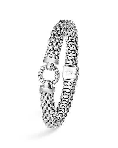 Lagos Sterling Silver Enso Rope Bracelet with Diamonds