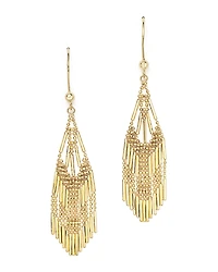 14K Yellow Gold Beaded Dangle Earrings