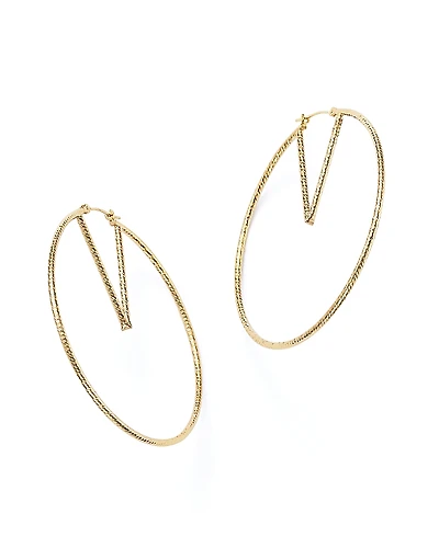 14K Yellow Gold V-Hoop Earrings