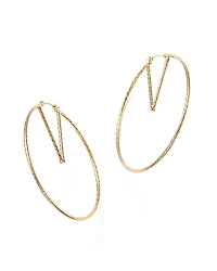 14K Yellow Gold V-Hoop Earrings