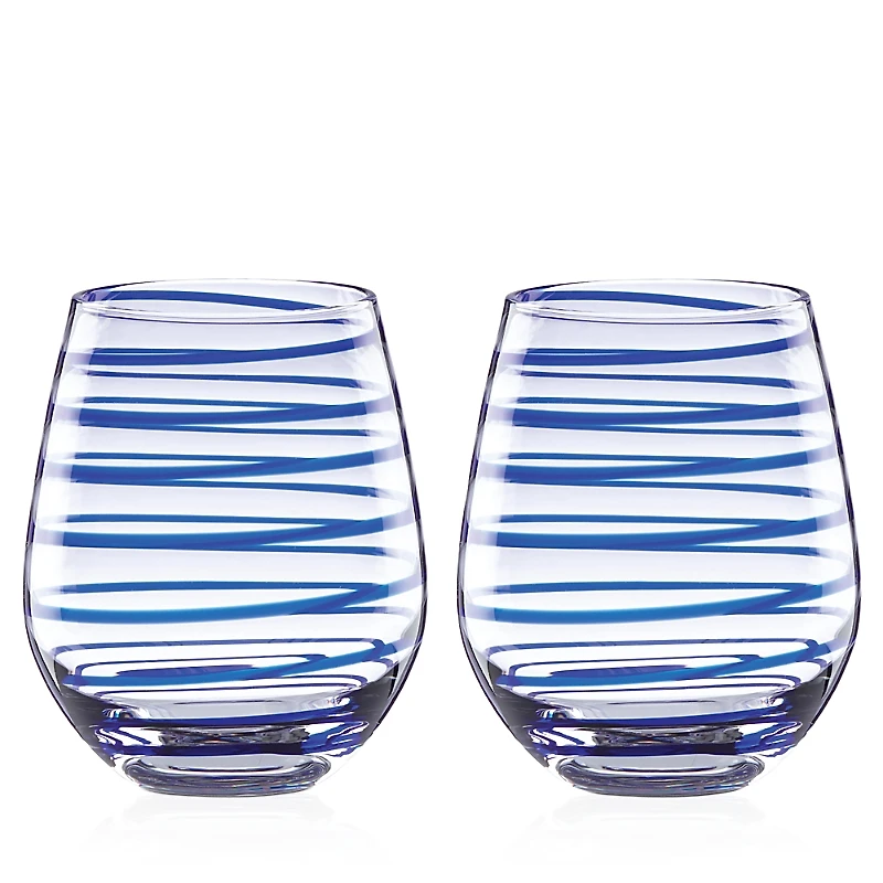kate spade new york Charlotte Street Stemless Wine Glass, Set of 2