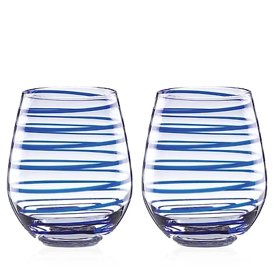 kate spade new york Charlotte Street Stemless Wine Glass, Set of 2