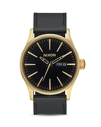 Nixon Sentry Leather Strap Watch, 42mm