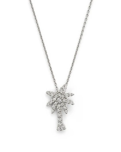 Roberto Coin 18K White Gold Palm Tree Pendant Necklace with Diamonds, 16