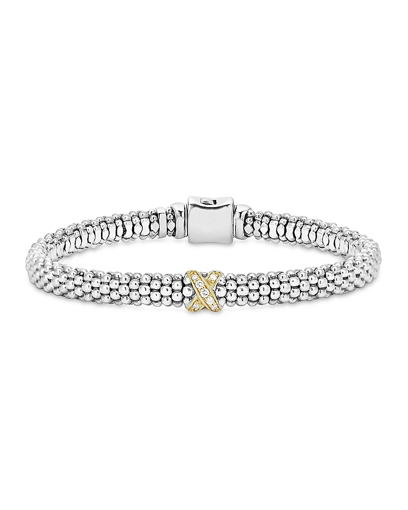 Lagos 18K Gold & Sterling Silver Embrace Collection Rope Bracelet with Diamonds