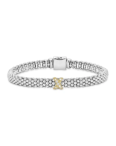 Lagos 18K Gold & Sterling Silver Embrace Collection Rope Bracelet with Diamonds