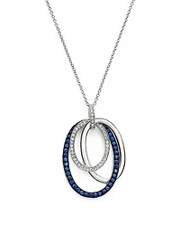 Blue Sapphire and Diamond Oval Pendant Necklace