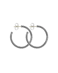 Lagos Beaded Thin Hoop Earrings, Sterling Silver