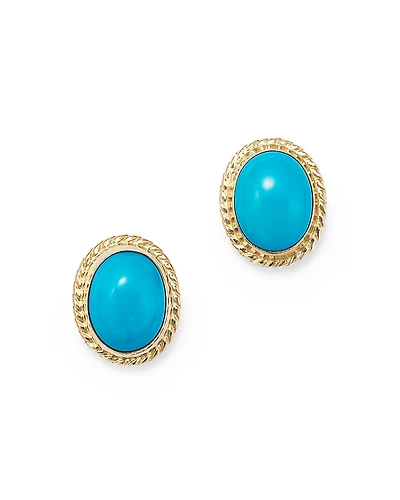 Turquoise Bezel Set Small Stud Earrings