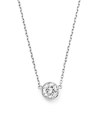 Diamond Bezel Set Pendant Necklace in 14K White Gold, .25-.50 tcw
