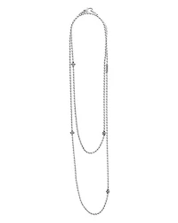 Sterling Silver Chain Necklace with Caviar Icon Stations, 36"