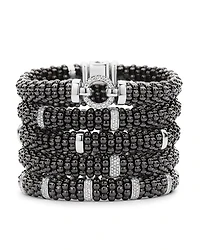 Black Caviar Ceramic Bracelet with Sterling Silver and Diamonds