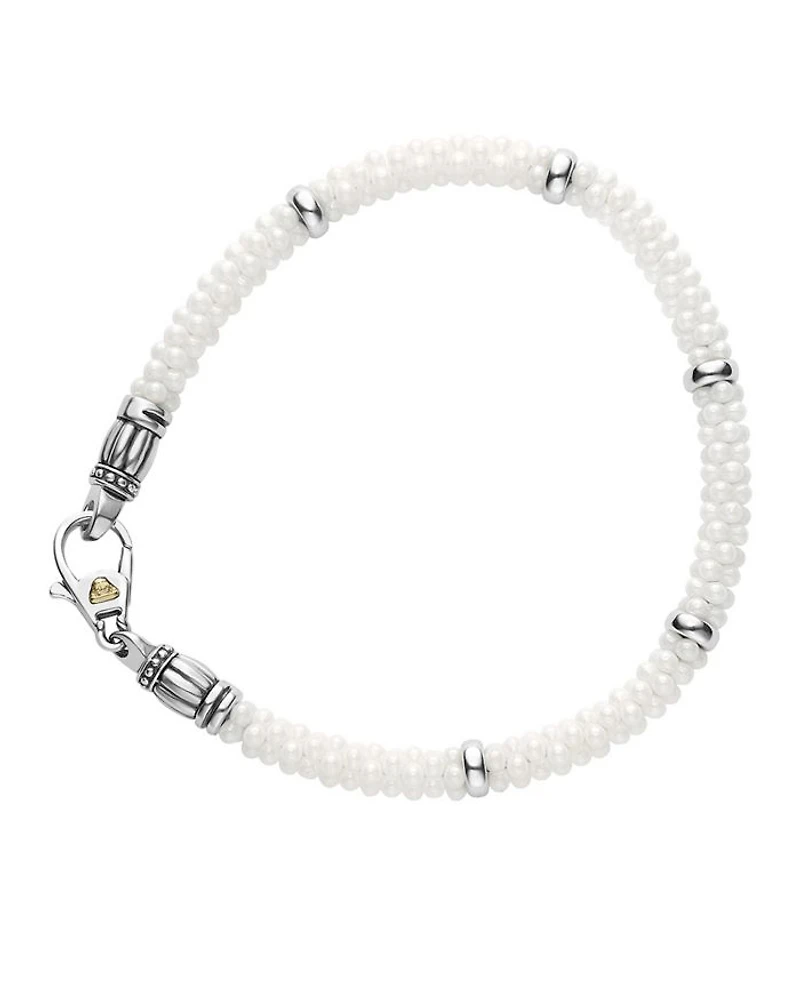 Sterling Silver White Caviar Bracelet