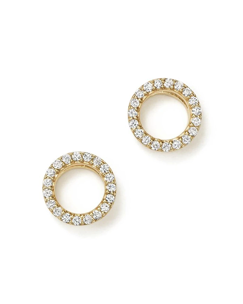 Diamond Circle Stud Earrings in 14K Yellow Gold, .20 tcw