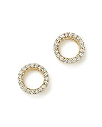 Diamond Circle Stud Earrings in 14K Yellow Gold, .20 tcw