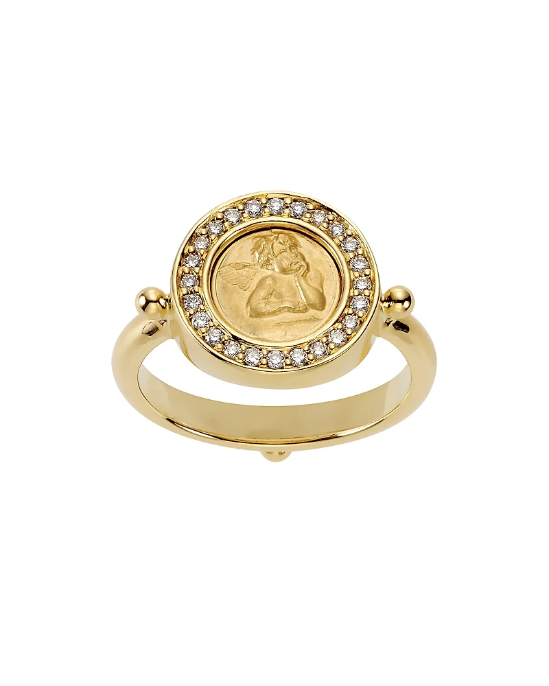 Temple St. Clair 18K Yellow Gold Angel Ring with Pave Diamonds