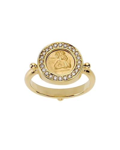 Temple St. Clair 18K Yellow Gold Angel Ring with Pave Diamonds