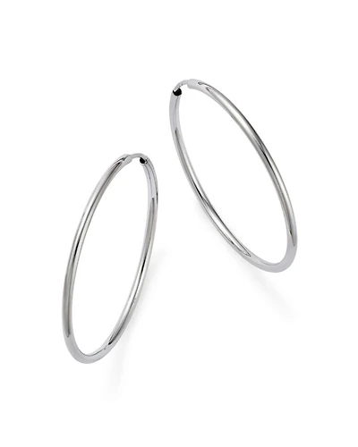 14K White Gold Endless Hoop Earrings