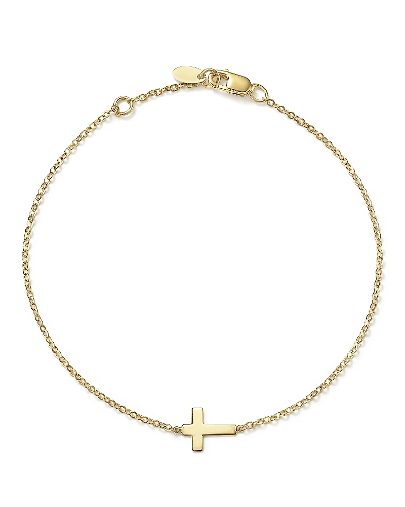 14K Yellow Gold Small Cross Bracelet