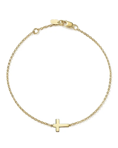 14K Yellow Gold Small Cross Bracelet