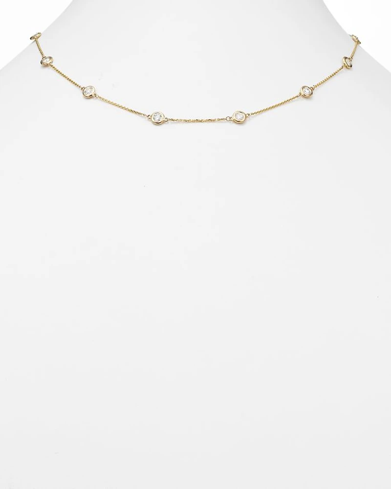 Diamond Station Necklace in 14K Yellow Gold, 2.60 tcw