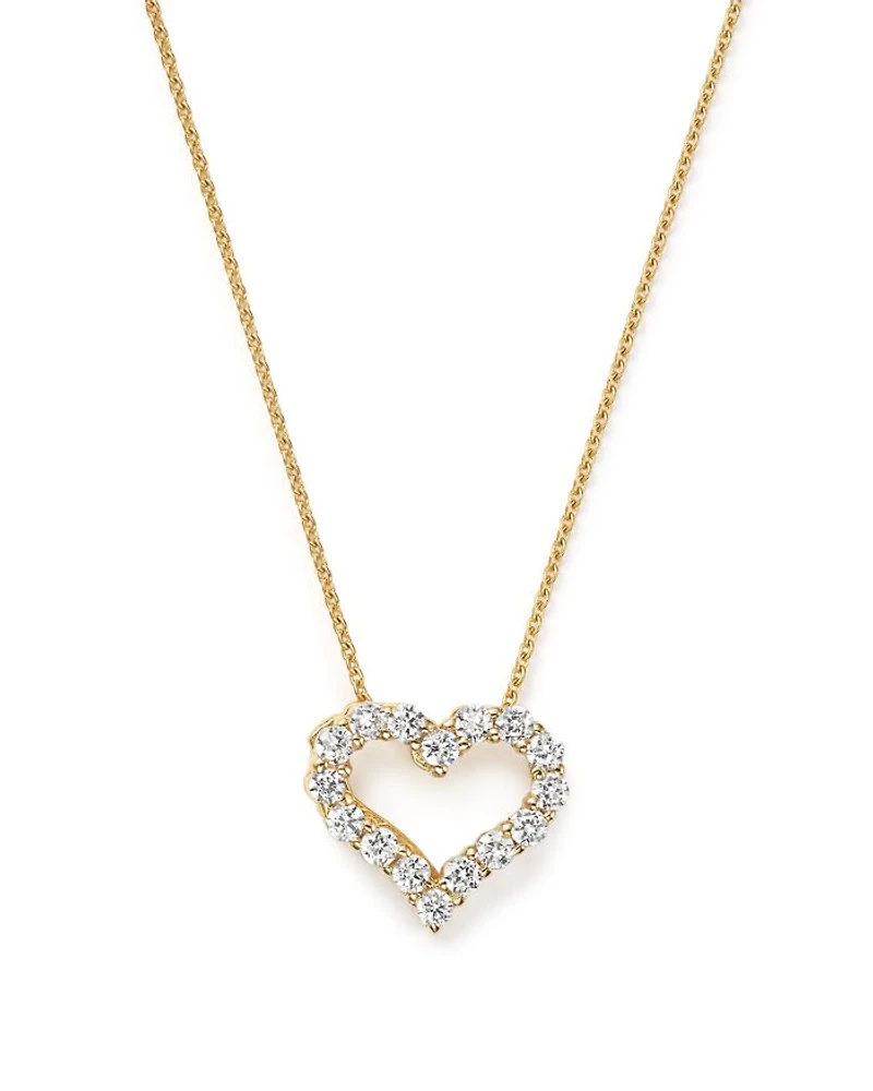 Diamond Heart Pendant Necklace in 14K Yellow Gold, .25 tcw