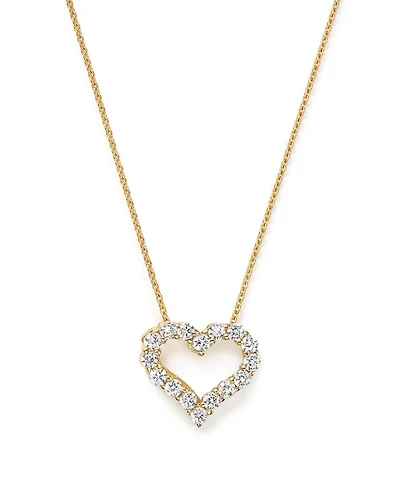 Diamond Heart Pendant Necklace in 14K Yellow Gold, .25 tcw