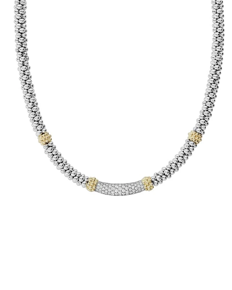 18K Gold & Sterling Silver Diamond Lux Collar Necklace, 18"