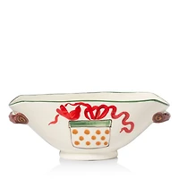 Old St. Nick with Presents Handled Oval Bowl