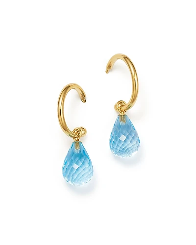 Bloomingdale's Fine Collection Blue Topaz Briolette Hoop Drop Earrings