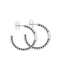 Sterling Silver Caviar Spark Diamond Hoop Earrings