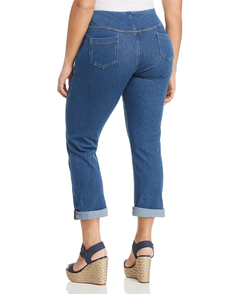 Pull-On Boyfriend Jeans Mid Wash