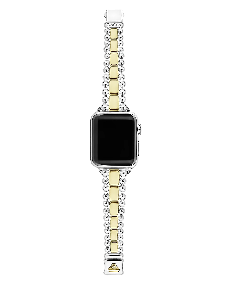 Lagos Smart Caviar Sterling Silver 18K Gold Apple Watch Bracelet, 38-44mm