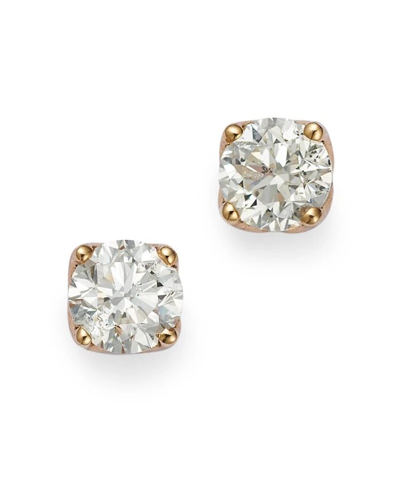 Diamond Round Tulip Stud Earrings 14K Yellow Gold, 0.25-1.0 tcw