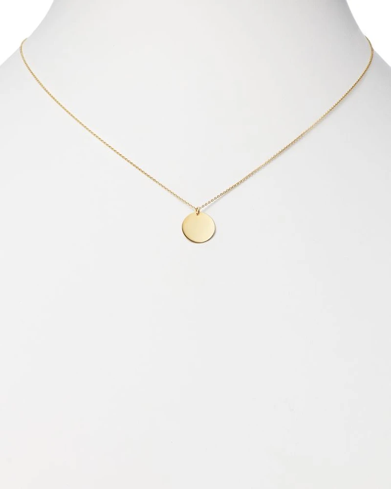 14K Yellow Gold Disc Pendant Necklace, 17" - Exclusive