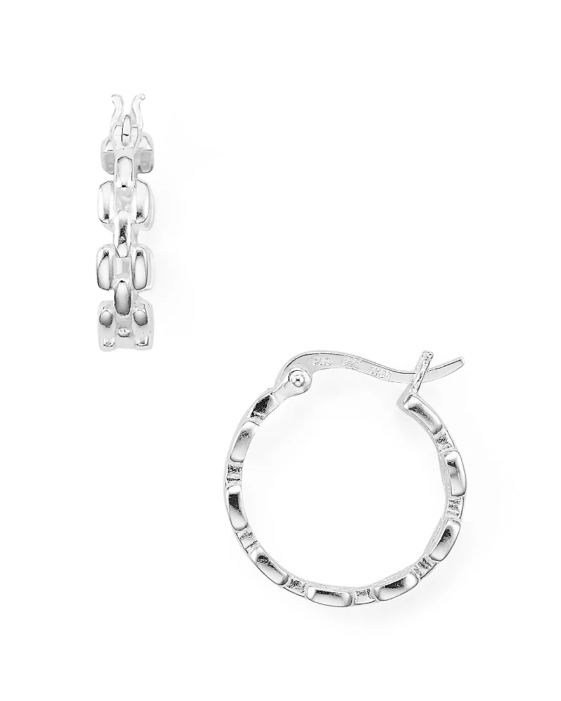 Aqua Chain-Effect Sterling Silver Hoop Earrings - Exclusive