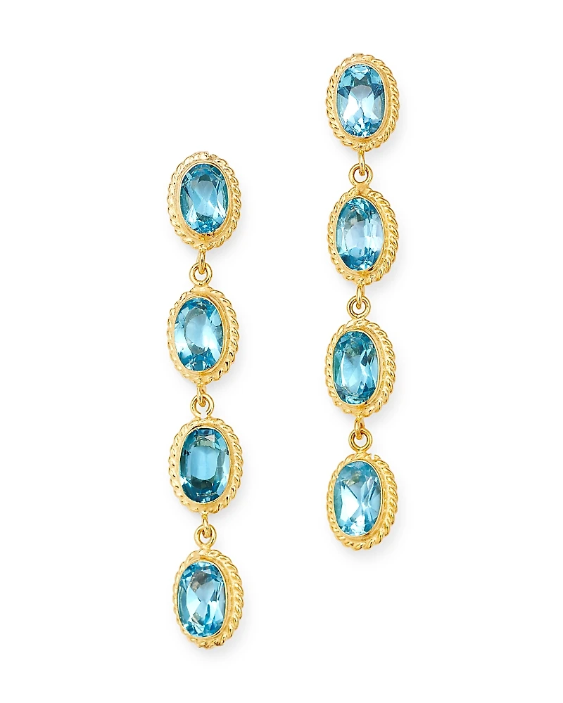 Bloomingdale's Fine Collection Blue Topaz Oval Bezel Set Drop Earrings