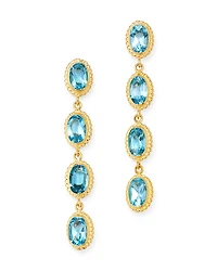 Bloomingdale's Fine Collection Blue Topaz Oval Bezel Set Drop Earrings