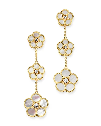 Roberto Coin 18K Yellow Gold Daisy Mother-of-Pearl & Diamond Drop Earrings