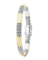 18K Yellow Gold & Sterling Silver High Bar Station Bangle Bracelet