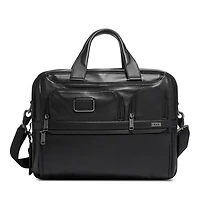 Alpha 3 Leather Expandable Organizer Laptop Brief