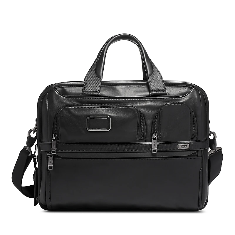 Tumi Alpha 3 Leather Expandable Organizer Laptop Brief